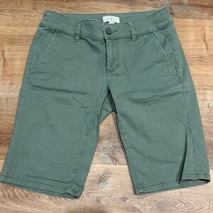 LOFT Olive Flat Front Bermuda Shorts